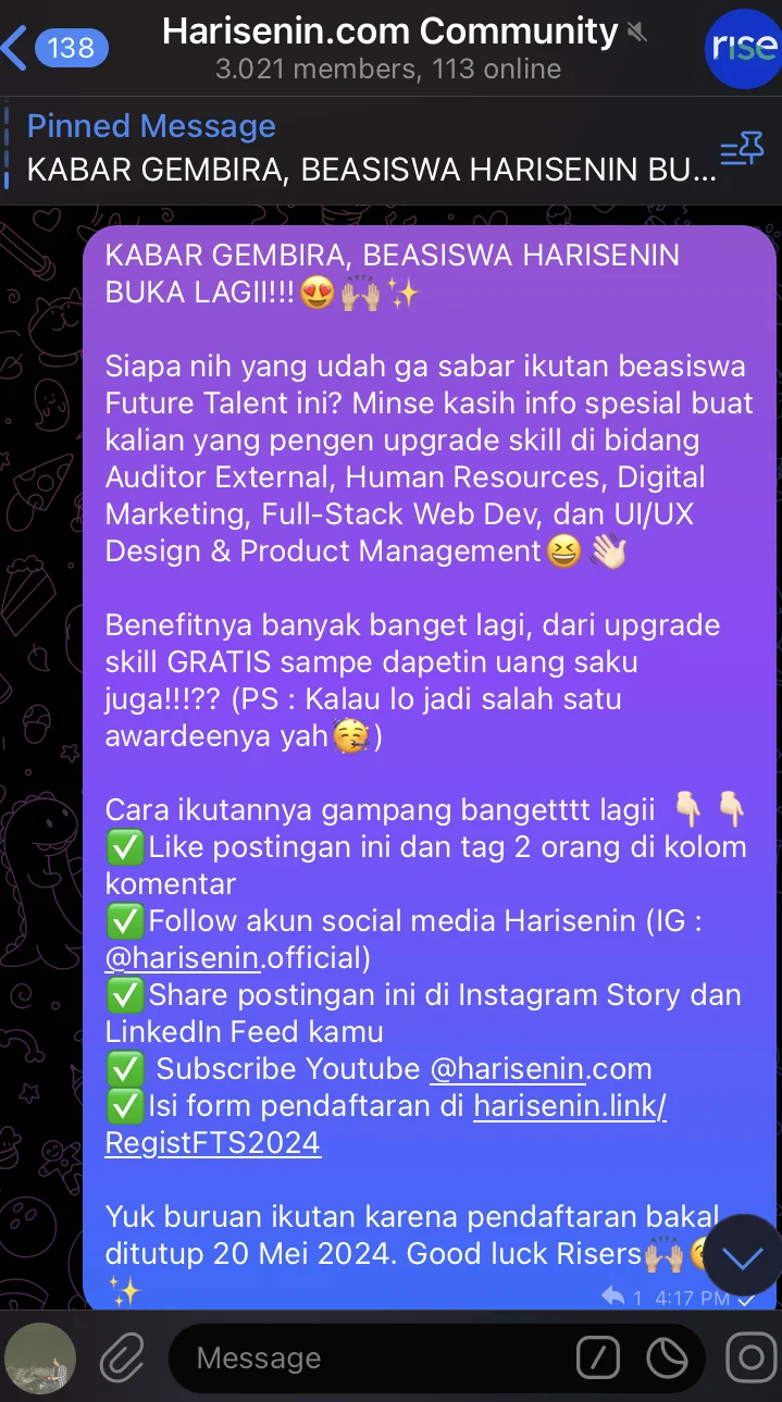 Join Komunitas External Harisenin 1