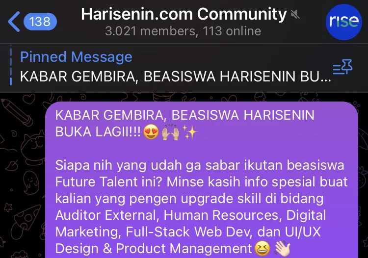 Join Komunitas External Harisenin 1